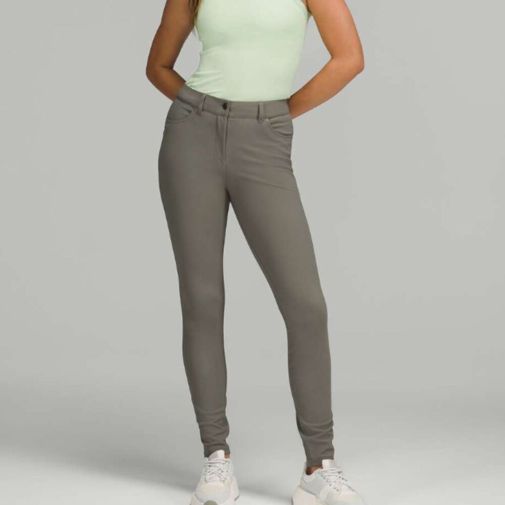 Lululemon City Sleek Slim-Fit 5 Pocket High-Rise Pant Grey Sage Size 25 Golf
